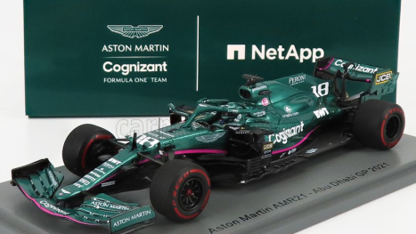 Spark-model Aston martin F1  Amr21 Mercedes M12 Eq Power+ Team Cognizant Formula One N 18 Abu Dhabi Gp 2021 Lance Stroll - 100th Gp 1:43 Zelená