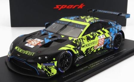 Spark-model Aston martin Vantage Amr 4.0l Turbo V8 Team Northwest Amr 3rd Lmgte Am Class N 98 24h Le Mans 2022 P.dalla Lana - D.pittard - N.thiim - Con Vetrina - With Showcase 1:18 Modrá Černá Žlutá