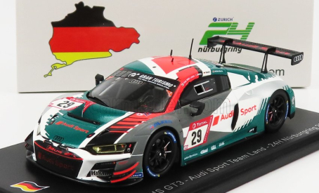 Spark-model Audi R8 Lms Gt3 Team Audi Sport Land N 29 24h Nurburgring 2021 C.mies - K.van Der Linde - R.rast 1:43 Bílá Šedá Modrá