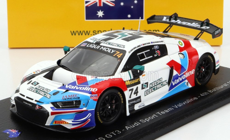 Spark-model Audi R8 Lms Gt3 Team Audi Sport Team Valvoline N 74 4th 12h Bathurst 2022 K.van Der Linde - N.berthon - B.schumacher 1:43 Bílá Modrá Červená