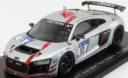 Spark-model Audi R8 Lms Gt4 Team Audi Sport Phoenix N 17 24h Nurburgring 2017 J.lappalainen - A.mies - P.terting - A.yoong 1:43 Grey