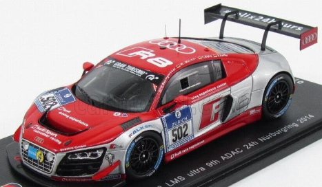 Spark-model Audi R8 Lms Ultra Team Audi Race Experience N 502 24h Nurburgring 2014 F.baumgartner - M.werner - F.biela - P.kaffer 1:43 Červená Stříbrná