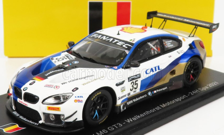 Spark-model BMW 6-series M6 Gt3 Team Walkenhorst Motorsport N 35 24h Nurburgring 2021 T.glock - M.tomczyk - T.neubauer 1:43 Bílé Modré Zlato