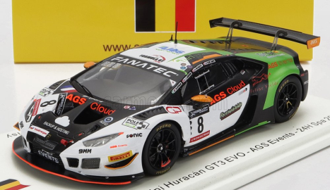 Spark-model Lamborghini Huracan Gt3 Evo Team Ags Events N 8 24h Spa 2022 N.gomar - R.del Sarte - L.cabirou - M.parisy 1:43 Bílá Zelená Černá