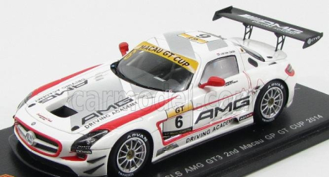 Spark-model Mercedes benz Sls Amg Gt3 N 6 2nd Gt Cup Macau Gp 2014 R.van Der Zande 1:43 Bílá