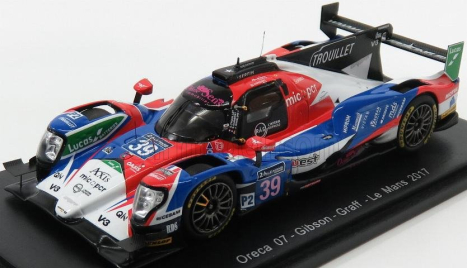 Spark-model Oreca 07 Gibson Team Graff Racing N 39 43th 24h Le Mans 2017 18th Lmp2 E.guibbert - E.trouillet - J.winslow 1:43 Červená Modrá Bílá