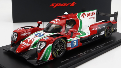 Spark-model Oreca Gibson 07 Gk428 4.2l V8 Team Prema Orlen N 9 2nd Lmp2 Class 24h Le Mans 2022 R.kubica - L.deletraz - L.colombo - Con Vetrina - With Showcase 1:18 Červená Bílá Zelená
