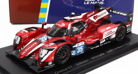 Spark-model Oreca Gibson 07 Gk428 4.2l V8 Team Ultimate N 35 24h Le Mans 2022 J.b.lahaye - M.lahaye - F.heriau 1:43 Červená Bílá