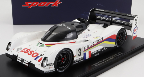 Spark-model Peugeot 905 Evo1b 3.5l V10 Team Peugeot Talbot Sport N 3 Winner Le Mans 1993 G.brabham - C.bouchut - E.helary - Con Vetrina - With Showcase 1:18 Bílá