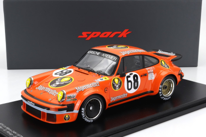 Spark-model Porsche 911 934 Team H.poulain Jagermeister N 68 24h Le Mans 1978 H.poulain - E.doren - G.holup - R.feitler 1:18 Orange