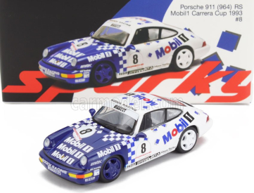 Spark-model Porsche 911 964 Rs Mobil1 N 8 Porsche Carrera Cup 1993 1:64 Modrá Bílá