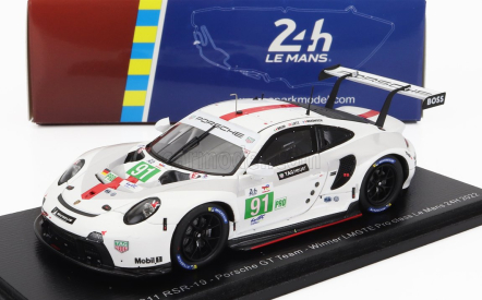 Spark-model Porsche 911 991-2 Rsr-19 4.2l Team Porsche Gt N 91 Winner Lmgte Pro Class 24h Le Mans 2022 G.bruni - R.lietz - F.makowiecki 1:43 Bílá Šedá Červená
