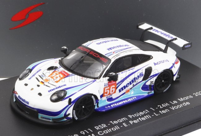 Spark-model Porsche 911 991-2 Rsr 4.0l Team Project 1 N 56 24h Le Mans 2020 M.cairoli - E.perfetti - L.ten Voorde 1:87 Bílá Světle Modrá