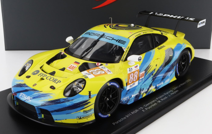 Spark-model Porsche 911 991 Rsr-19 4.2l Team Dempsey Proton Racing N 88 24h Le Mans 2022 F.poordad - M.root - J.heylen - Con Vetrina - With Showcase - Special Box 1:18 Žlutá Světle Modrá