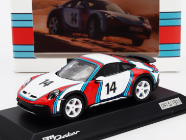 Spark-model Porsche 911 992 Dakar Coupe N 14 Martini Racing Livery 2023 1:43 Bílá Červená Modrá