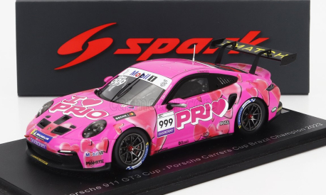 Spark-model Porsche 911 992 Gt3 Cup N 999 Porsche Carrera Cup Brazil Champion 2023 Nicolas Costa 1:43 Pink