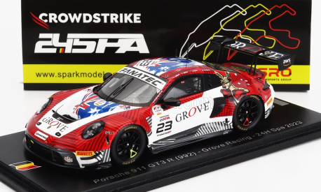 Spark-model Porsche 911 992 Gt3 R Team Grove Racing N 23 24h Spa 2023 S.grove - B.grove - A.de Pasquale - E.bamber 1:43 Červená Bílá