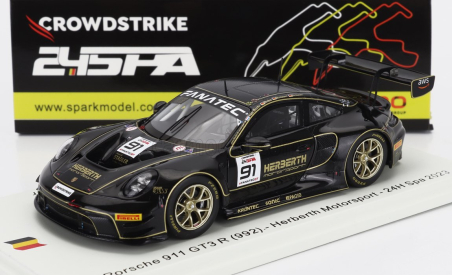 Spark-model Porsche 911 992 Gt3 R Team Herbert Motorsport N 91 24h Spa 2023 R.bohn - K.van Berlo - A.renauer - R.renauer 1:43 Black