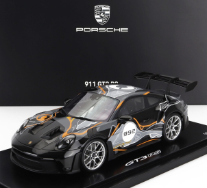 Spark-model Porsche 911 992 Gt3 Rs N 992 Coupe Weissach Test Track 2023 - Con Vetrina - With Showcase 1:18 Černá Šedá Žlutá