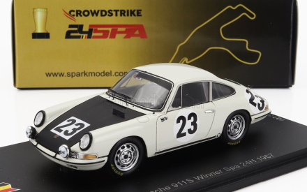 Spark-model Porsche 911 Coupe N 23 Winner 24h Spa 1967 Jean Pierre Gaban - Pedro 1:43 Bílá Černá
