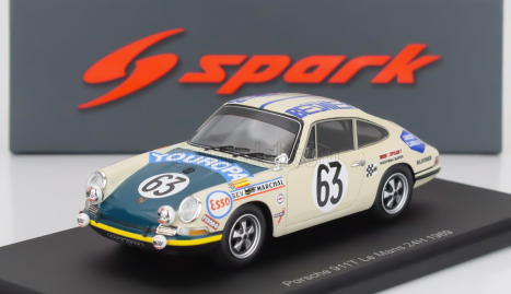Spark-model Porsche 911s Coupe 1991cc S6 Team M.martin N 63 24h Le Mans 1969 Rene Mazzia - Pierre Mauroy 1:43 Bílá Zelená