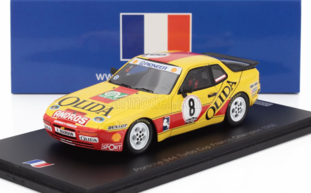 Spark-model Porsche 944 Turbo N 8 Cup Champion France 1988 Andre Bourdon 1:43 Žlutá Červená