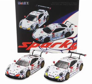 Spark-model Porsche Set 2x 911 991 Rsr Team Porsche Gt N 911 Winner Gtlm Class Petit Le Mans 2018 P.pilet - N.tandy - F.makowiecki + N 912 2nd Gtlm-class Petit Le Mans 2018 E.bamber - L.vanthoor - M.jaminet 1:64 Bílá