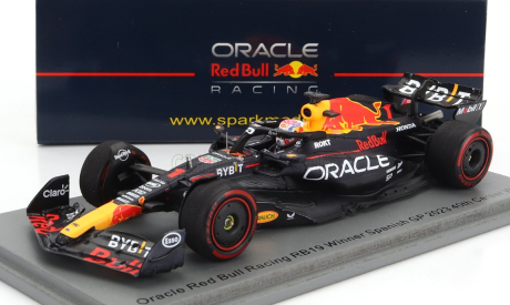 Spark-model Red bull F1  Rb19 Team Oracle Red Bull Racing N 1 World Champion (40th Career Victory) Winner Spain Gp 2023 Max Verstappen 1:43 Matt Blue
