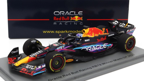 Spark-model Red bull F1  Rb19 Team Oracle Red Bull Racing N 1 World Champion Winner Miami Gp 2023 Max Verstappen 1:43 Matt Blue
