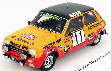 Spark-model Renault R5 Alpine N 11 Rally Montecarlo 1979 J.ragnotti - J.m.andrie 1:43 Žlutá Červená Černá