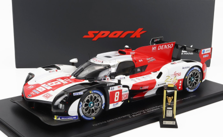Spark-model Toyota Gr010 3.5l Turbo Hybrid V6 Team Toyota Gazoo Racing N 8 Winner 24h Le Mans 2022 S.buemi - B.hartley - R.hirakawa - Con Vetrina - With Showcase 1:18 Bílá Červená Šedá