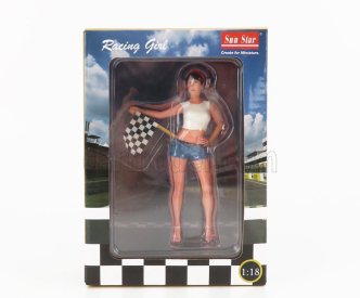 Sun-star Figures Racing Girl - Ragazza Con Bandiera A Scacchi 1:18 Růžová Bílá Modrá