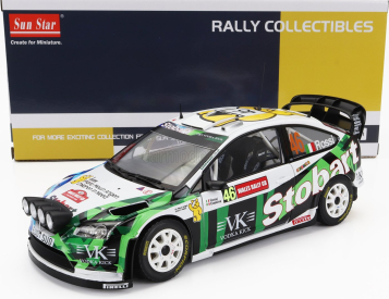 Sun-star Ford england Focus Rs Wrc Stobart N 46 Rally Wales Gb 2008 Valentino Rossi - Carlo Cassina 1:18 Bílá Zelená Modrá