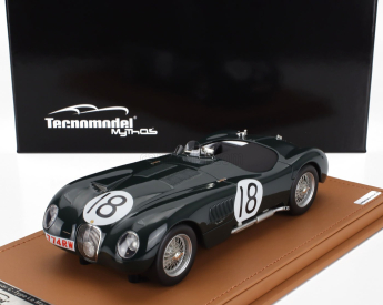 Tecnomodel Jaguar C-type Spider 3.4l Team Jaguar Cars Ltd N 18 Winner 24h Le Mans 1953 Tony Rolt - Duncan Hamilton 1:18 Britská Závodní Zelená