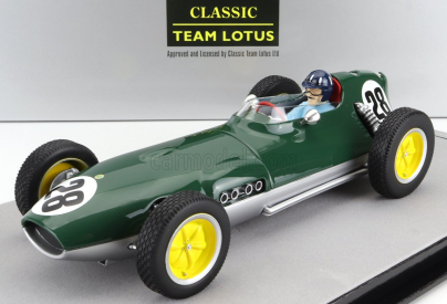 Tecnomodel Lotus F1  16 N 28 British Gp Aintree (with Pilot Figure) 1959 Graham Hill 1:18 Britská Závodní Zelená Stříbrná