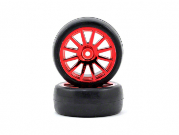 Traxxas kolo, disk 12-spoke červený, pneu slick (2)