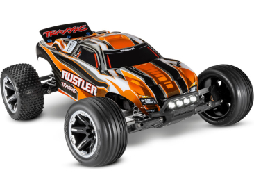 RC auto Traxxas Rustler 1:10 RTR s LED osvětlením, oranžová