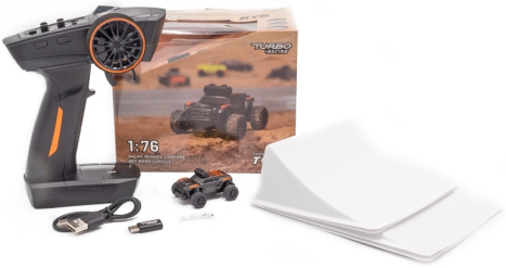 Turbo Racing 1/76 Off-Road RC Car RTR (šedá s oranžovým pruhem)