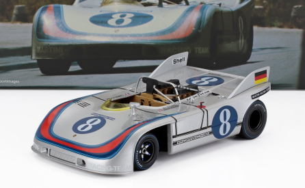 Werk83 Porsche 908/03 Spider Team Martini Racing N 8 Targa Florio 1971 Vic Elford - Gerard Larrousse 1:18 Stříbrná Modrá