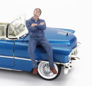 American diorama Figures Man Sitting Mechanic #ii 1:24 Blue