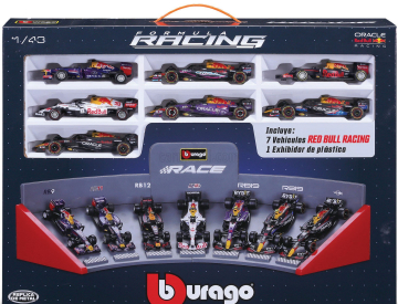 Bburago Red bull Set F1  7x Rb9 N 1 World Champion 2013 Sebastian Vettel - Rb11 N 3 2015 - Rb12 N 3 2016 Daniel Ricciardo - Rb16b N 33 Turkish Gp 2021 Max Verstappen - 2x Rb19 N 11 2023 Sergio Perez - Rb20 N 1 World Champion 2024 Max Verstappen 1:43 Matná Modrá Žlutá Červená