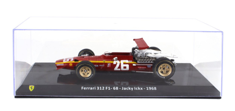 Edicola Ferrari F1  312 F1-68 N 26 Season 1968 Jacky Ickx - Con Vetrina - With Showcase 1:24 Červená Bílá