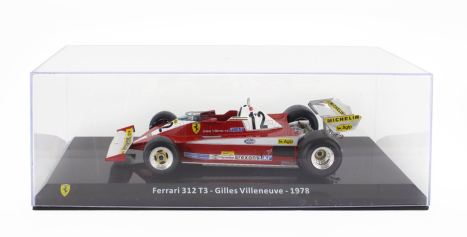 Edicola Ferrari F1  312 T3 N 12 Season 1978 Gilles Villeneuve - Con Vetrina - With Showcase 1:24 Červená Bílá
