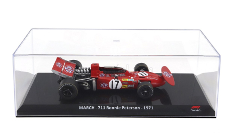 Edicola March F1  711 Team Stp N 17 Season 1971 Ronnie Peterson - Con Vetrina - With Showcase 1:24 Red