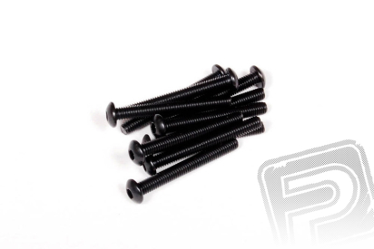 Imbusové šrouby s čočkovitou hlavou M3x25mm (černé, 10 ks.)