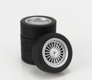 Kk-scale Accessories 4x  Wheels And Rims Set 18' For Bmw 3-series Alpina B6 3.5 (e30) 1988 1:18 Black