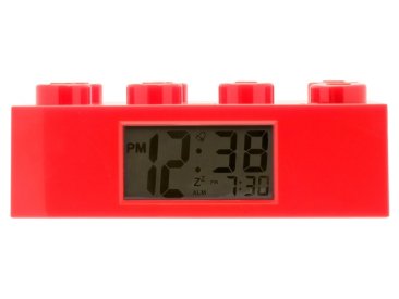 LEGO hodiny s budíkem - Brick červené