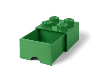 LEGO úložný box s šuplíkem 250x250x180mm - tmavě zelený