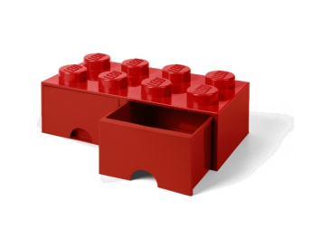 LEGO úložný box s šuplíky 250x500x180mm - červený