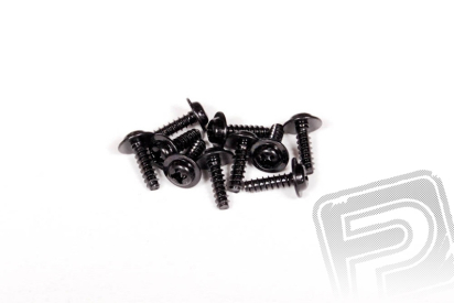 M3x10mm samořezné šrouby s čočkovitou křížovou hlavou a osazením (černé, 10 ks.)